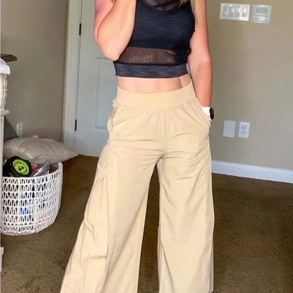 Women's Tan Wide-Leg Pants - Picture 2 of 6